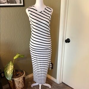 Banana Republic Monochrome Striped Maxi Dress